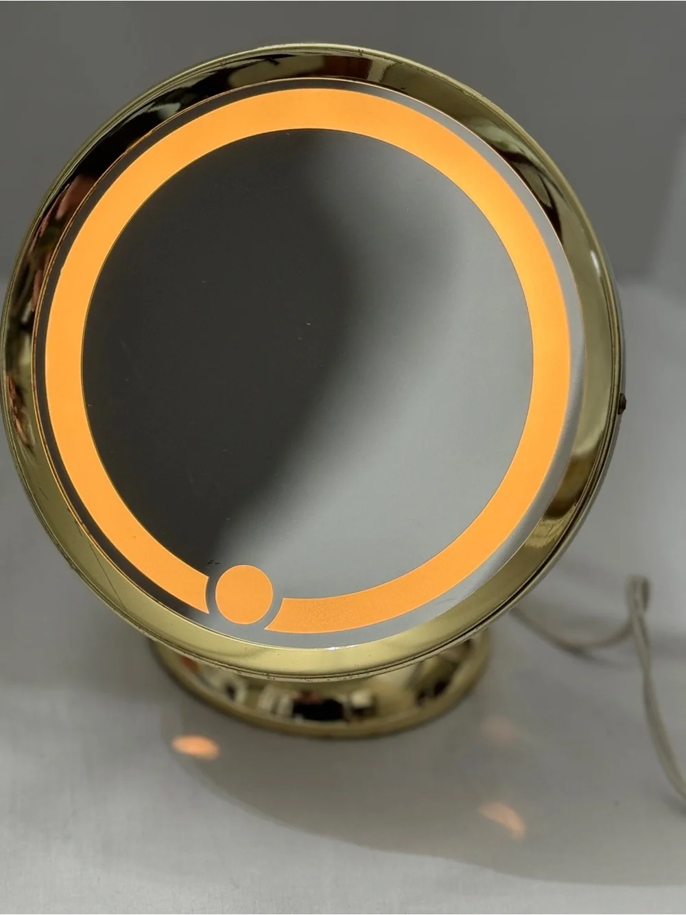 Vintage 80’s Makeup Mirror Ton Jon Nova Vanity Lighted Gold Hollywood Regency